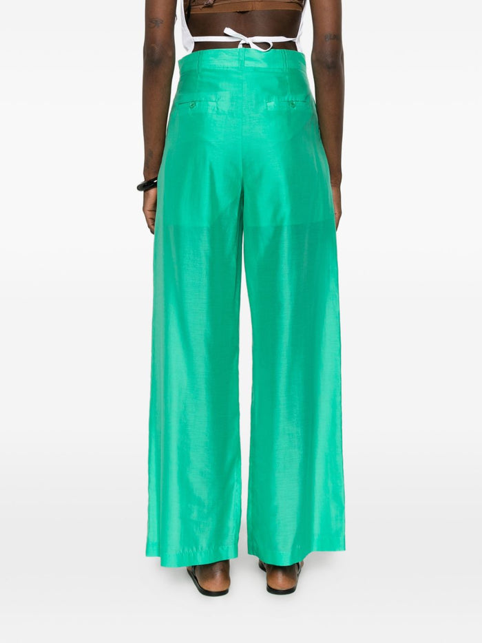 Solotre Pantalone Palazzo Donna Verde 3