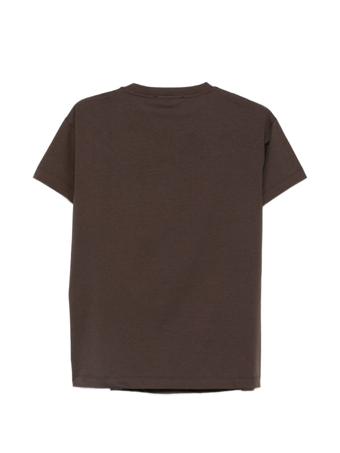 Solotre Women's Brown Crew Neck T-Shirt 2