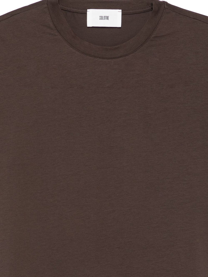 Solotre Women's Brown Crew Neck T-Shirt 3
