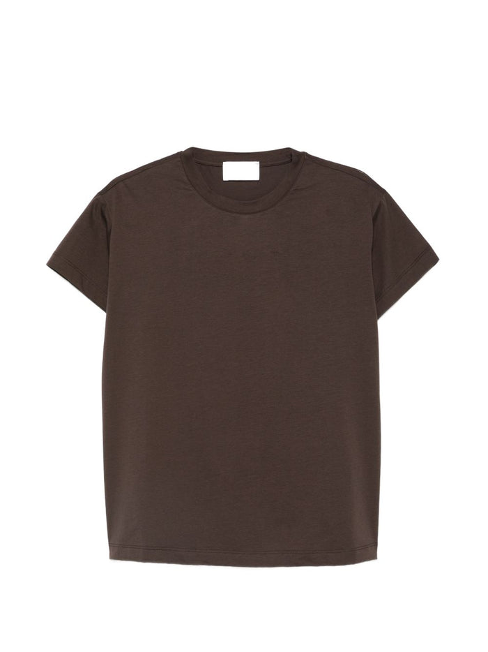 Solotre Women's Brown Crew Neck T-Shirt 1