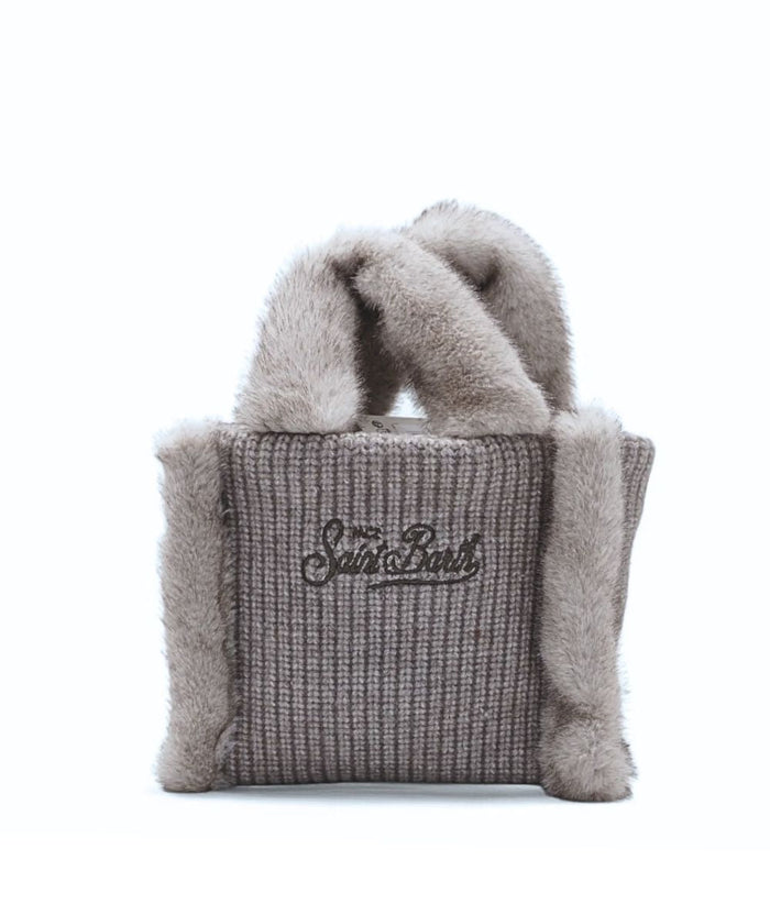 Mc2 Saint Barth Borsa Grigio Donna Vanity Mini Shearling Rib 4