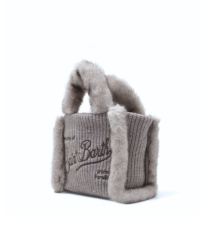 Mc2 Saint Barth Borsa Grigio Donna Vanity Mini Shearling Rib 2