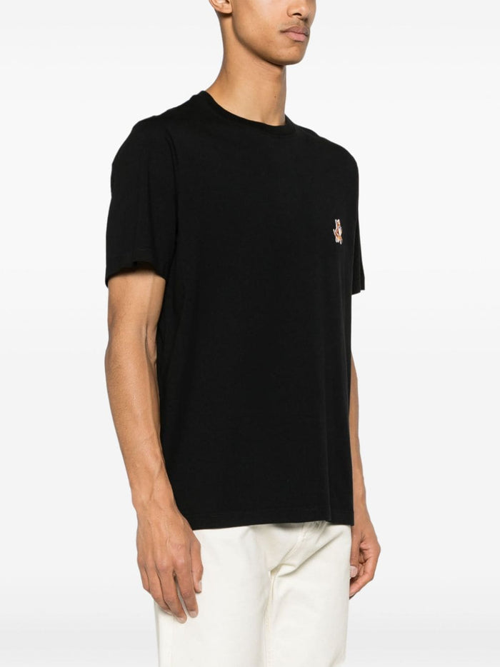 Maison Kitsune T-shirt Nero Uomo Micro Ricamo Volpe Corre 2