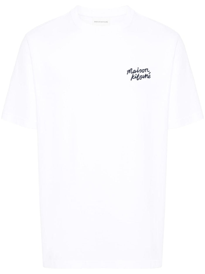 Maison Kitsune T-shirt Bianco Uomo Logo Firma 5