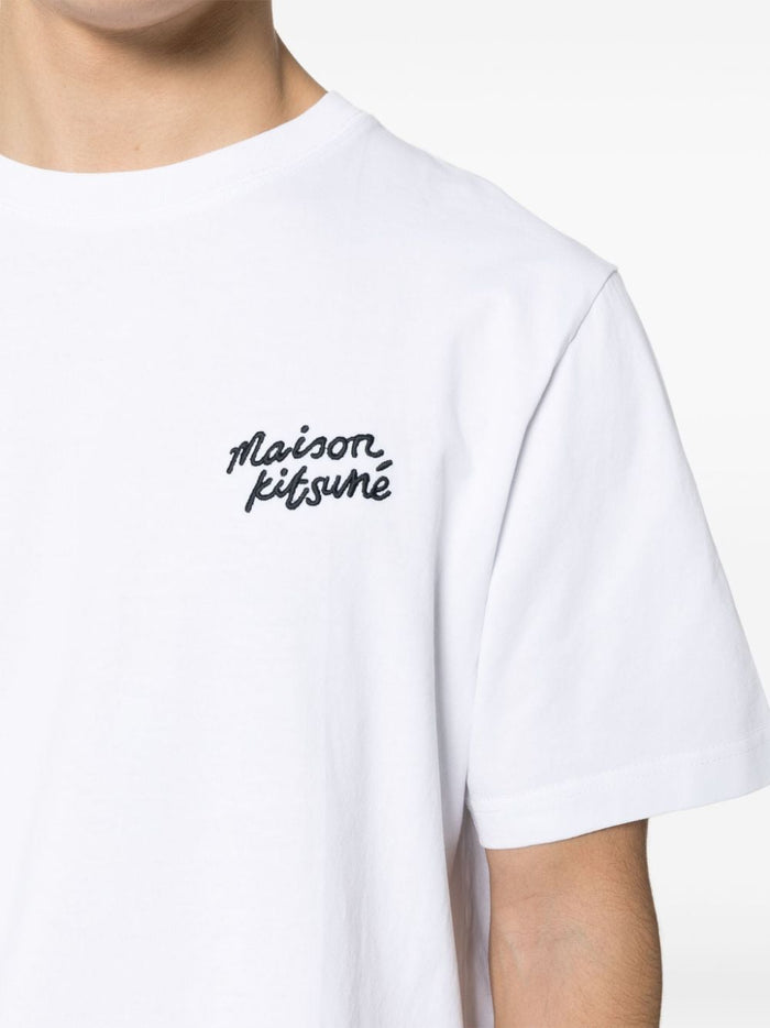 Maison Kitsune T-shirt Bianco Uomo Logo Firma 4