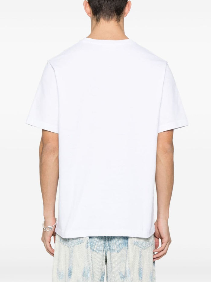 Maison Kitsune T-shirt Bianco Uomo Logo Firma 3