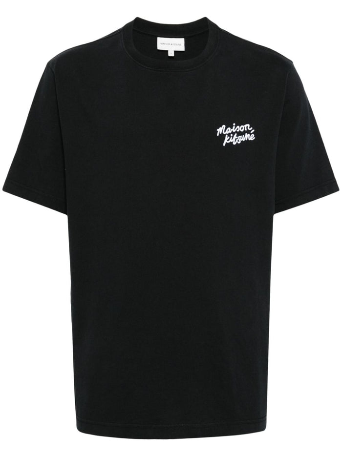 Maison Kitsune T-shirt Nero Uomo Logo Firma 5