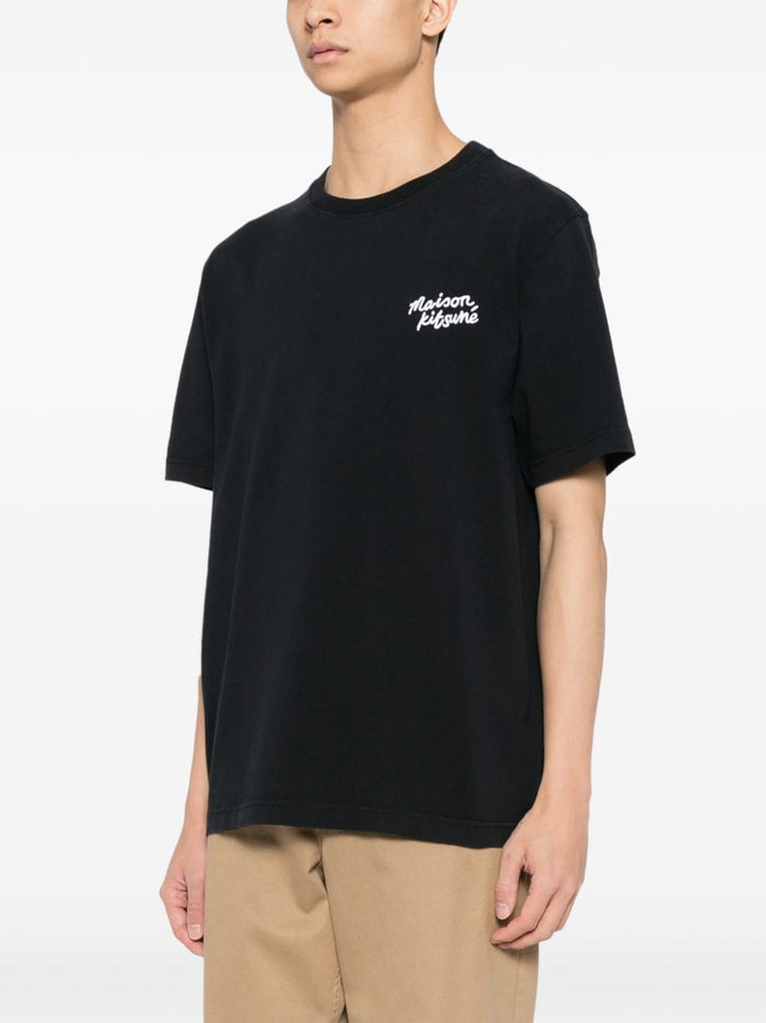 Maison Kitsune T-shirt Nero Uomo Logo Firma 2