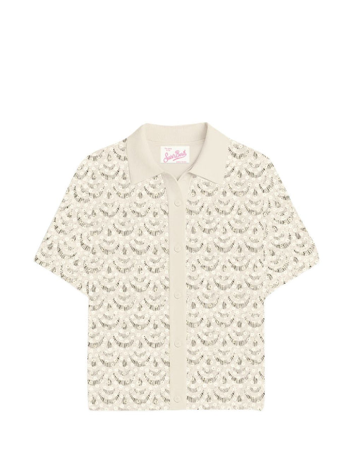 Mc2 Saint Barth Polo Monet Häkeln Damen Weiß 2