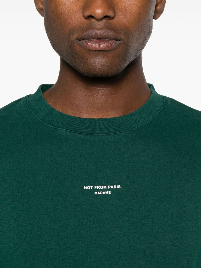 Drole De Monsieur T-Shirt Not From Paris Madame Uomo Verde 4