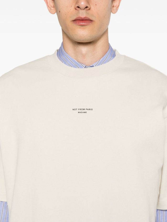 Drole De Monsieur T-Shirt Not From Paris Madame Uomo Beige 4