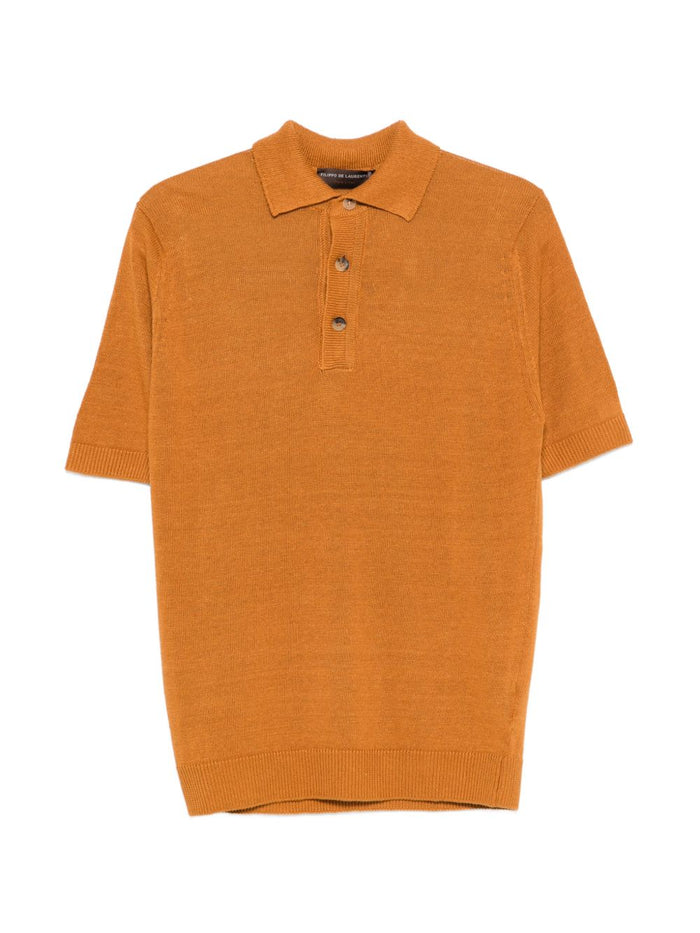 Filippo De Laurentis Men's Three-Button Polo Shirt Orange 1