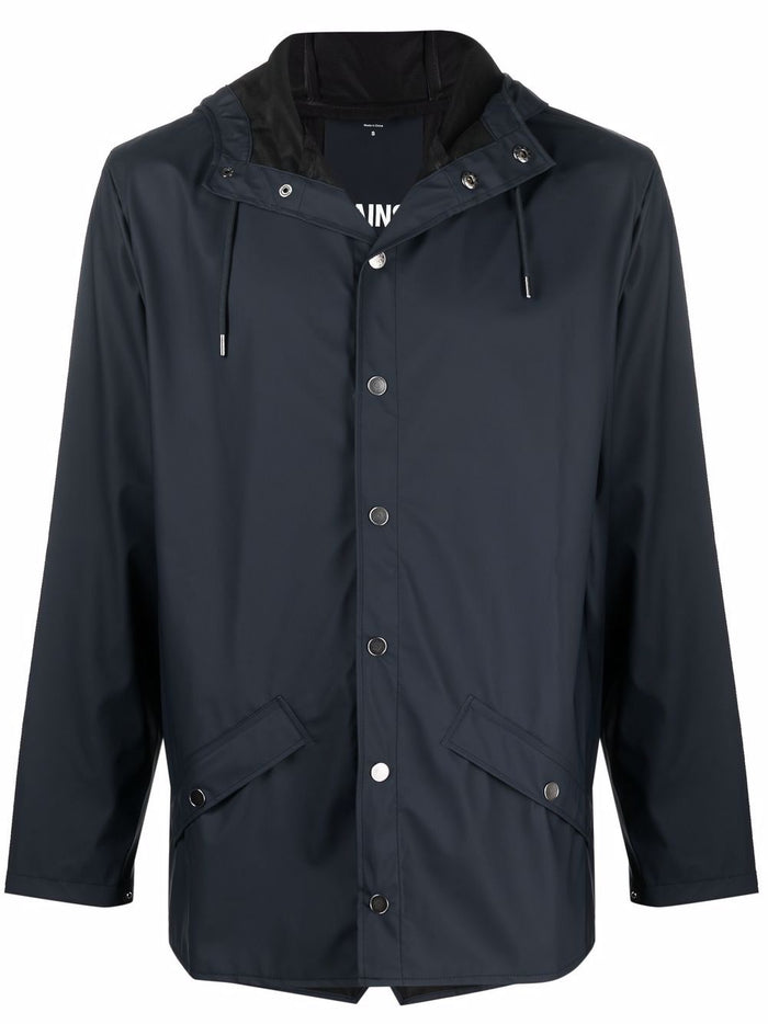 Rains Blue Jacket Men Waterproof Straight Hood 6
