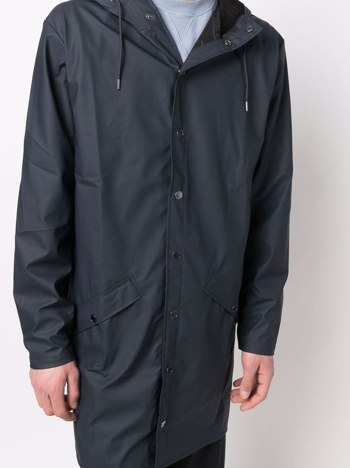 Rains Blue Jacket Men Waterproof Straight Long 4