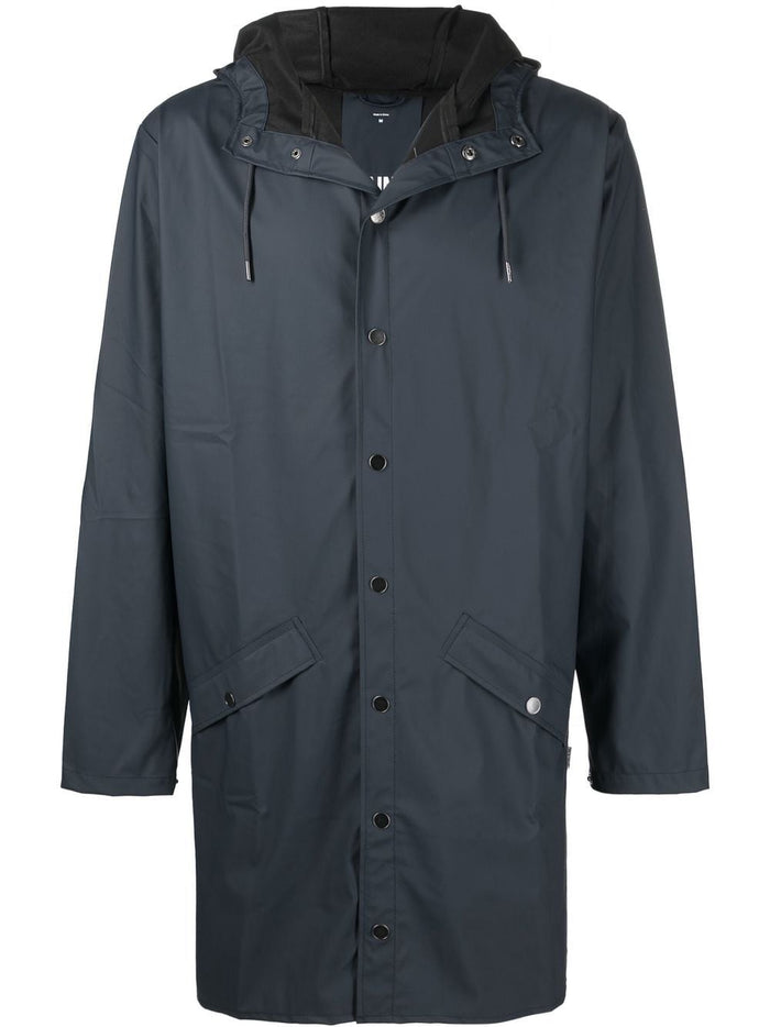 Rains Blue Jacket Men Waterproof Straight Long 6