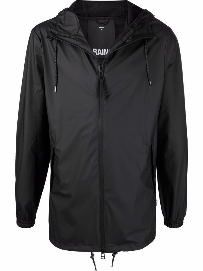 Schwarzer Unisex-Regenmantel mit Kapuze von Rains 6