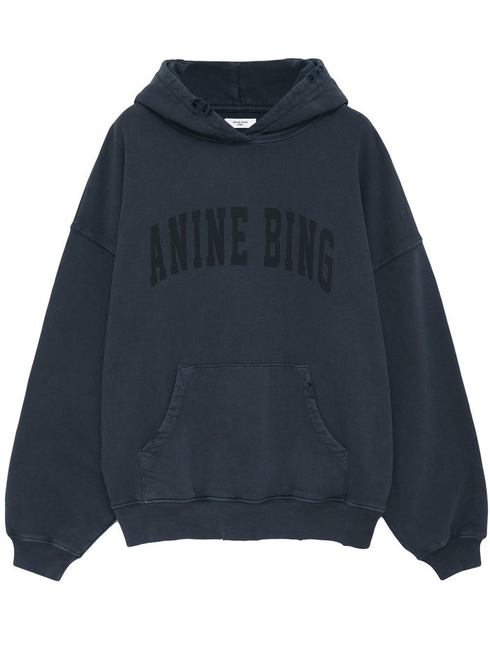 Anine Bing Damen-Kapuzenpullover mit Logo-Print in Blau 4