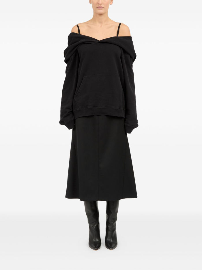 Mm6 Maison Margiela Donna Felpa Nero Spalle Scoperte 1