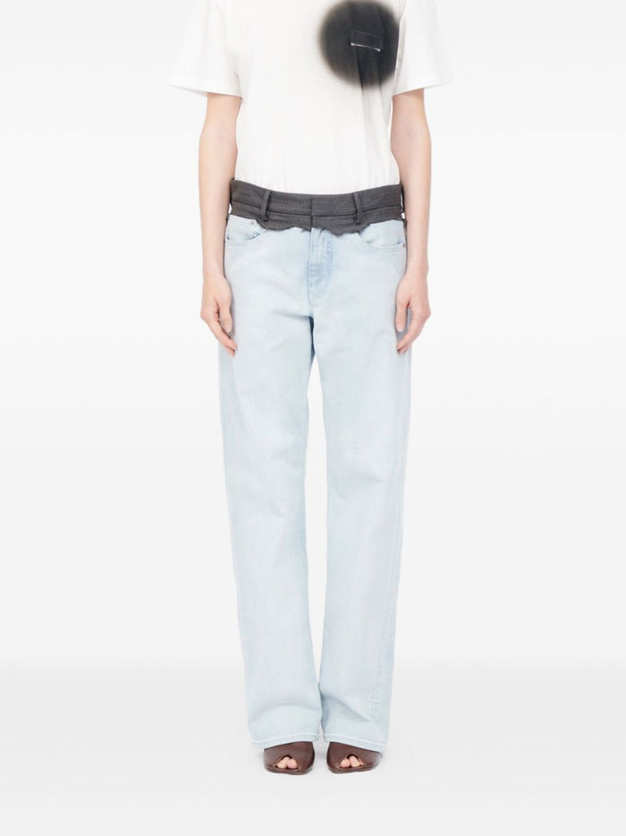 Mm6 Maison Margiela Jeans Banda Vita Donna Blu 1
