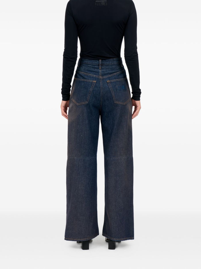 Mm6 Maison Margiela Jeans Gamba Ampia Donna Blu 6