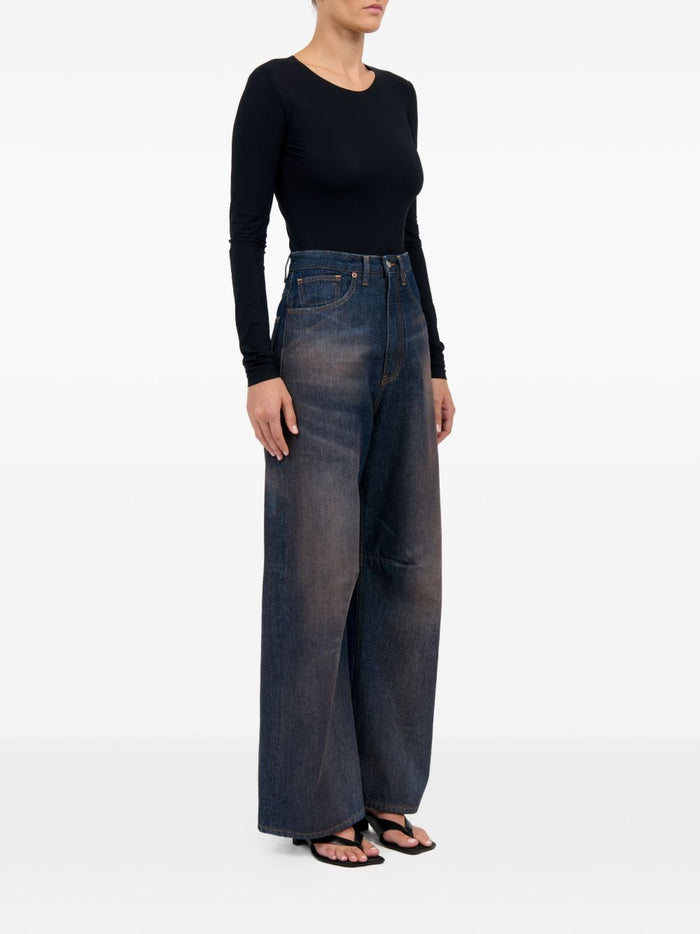 Mm6 Maison Margiela Jeans Gamba Ampia Donna Blu 2