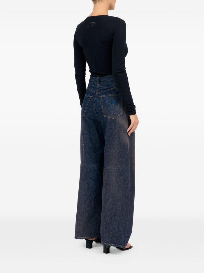 Mm6 Maison Margiela Jeans Gamba Ampia Donna Blu 3