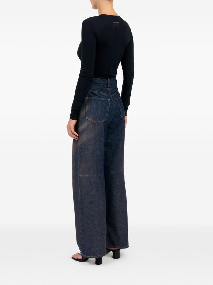 Mm6 Maison Margiela Jeans Gamba Ampia Donna Blu 4