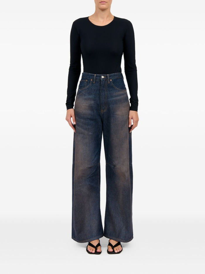 Mm6 Maison Margiela Jeans Gamba Ampia Donna Blu 1