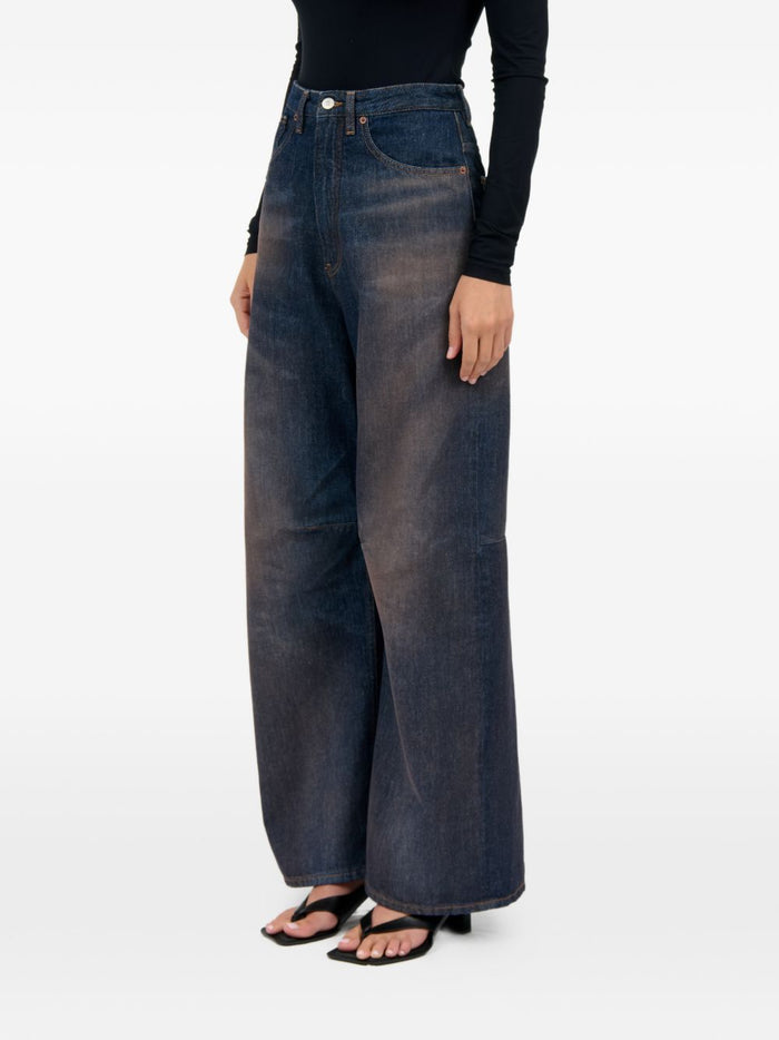 Mm6 Maison Margiela Jeans Gamba Ampia Donna Blu 5