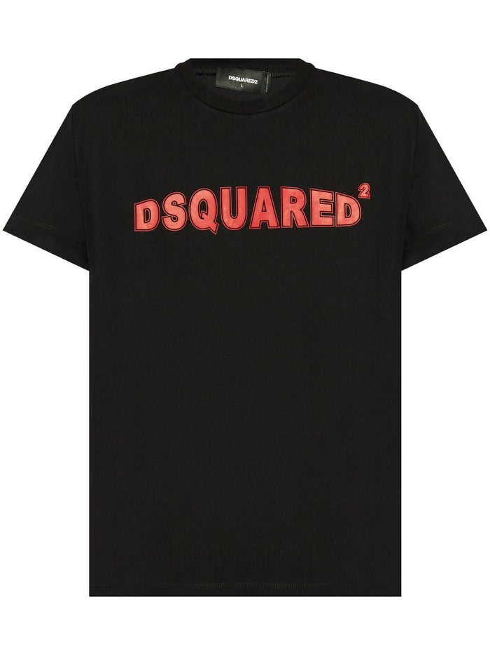 Dsquared2 T-shirt Nero Uomo Logo Rosso Petto 5