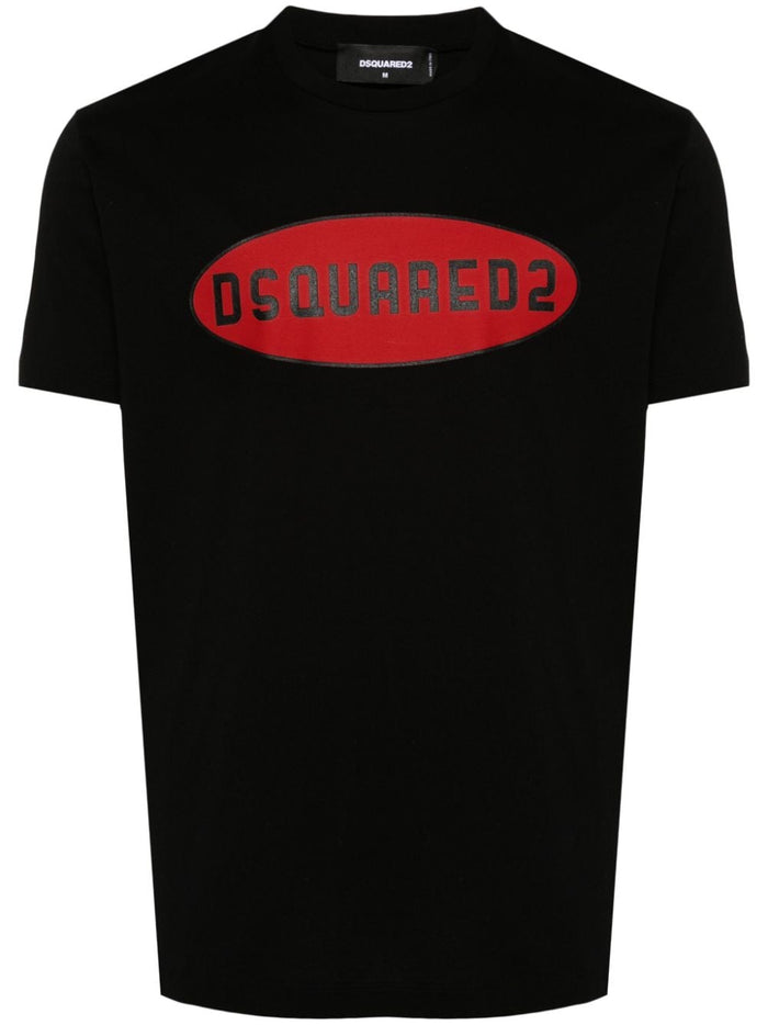 Dsquared2 T-shirt Nero Uomo Stampa Logo Rosso 5