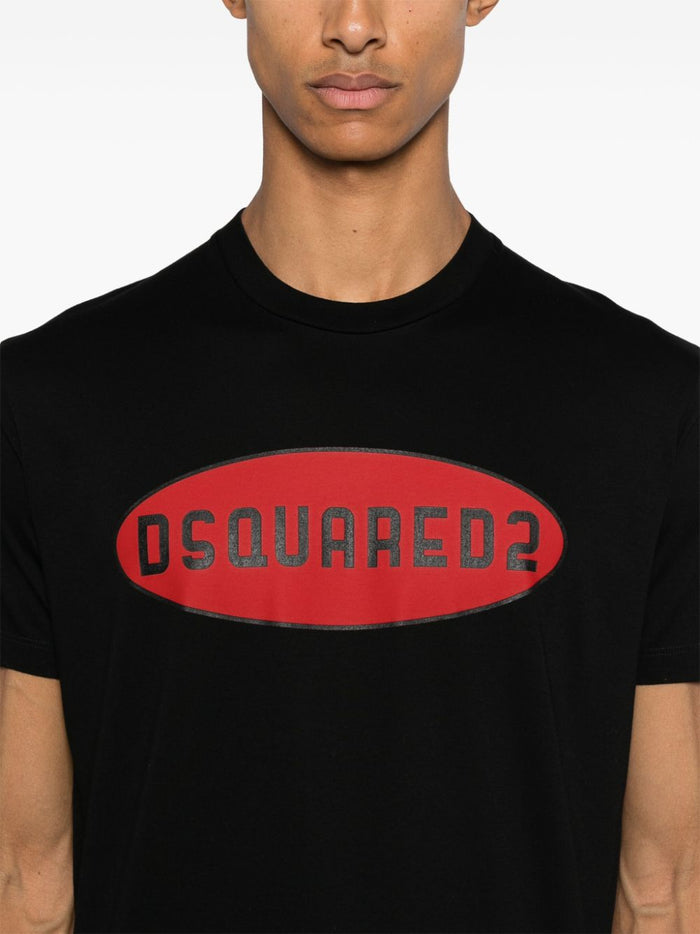 Dsquared2 T-shirt Nero Uomo Stampa Logo Rosso 4