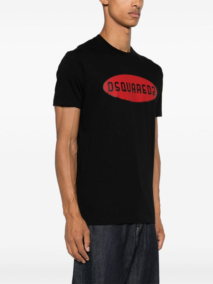 Dsquared2 T-shirt Nero Uomo Stampa Logo Rosso 2