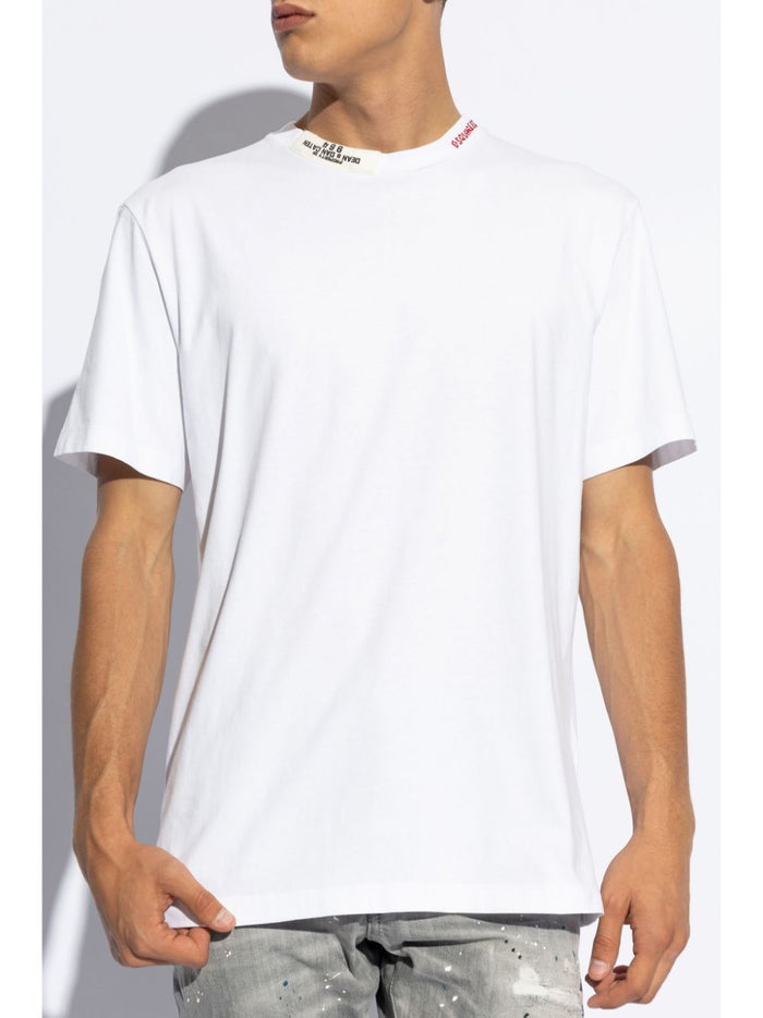 Dsquared2 T-shirt Bianco Uomo Ricamo Scollo 1