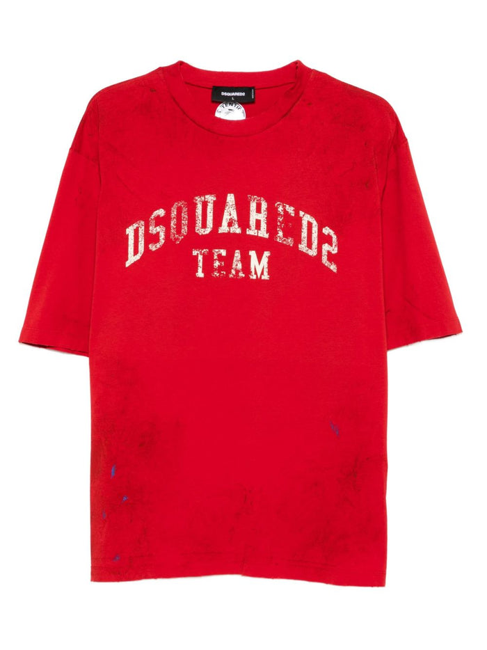 Dsquared2 T-shirt Rosso Uomo Logo Effetto Vissuto 3