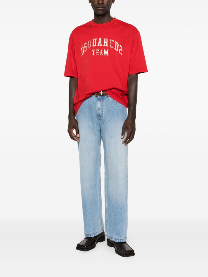 Dsquared2 T-shirt Rosso Uomo Logo Effetto Vissuto 1