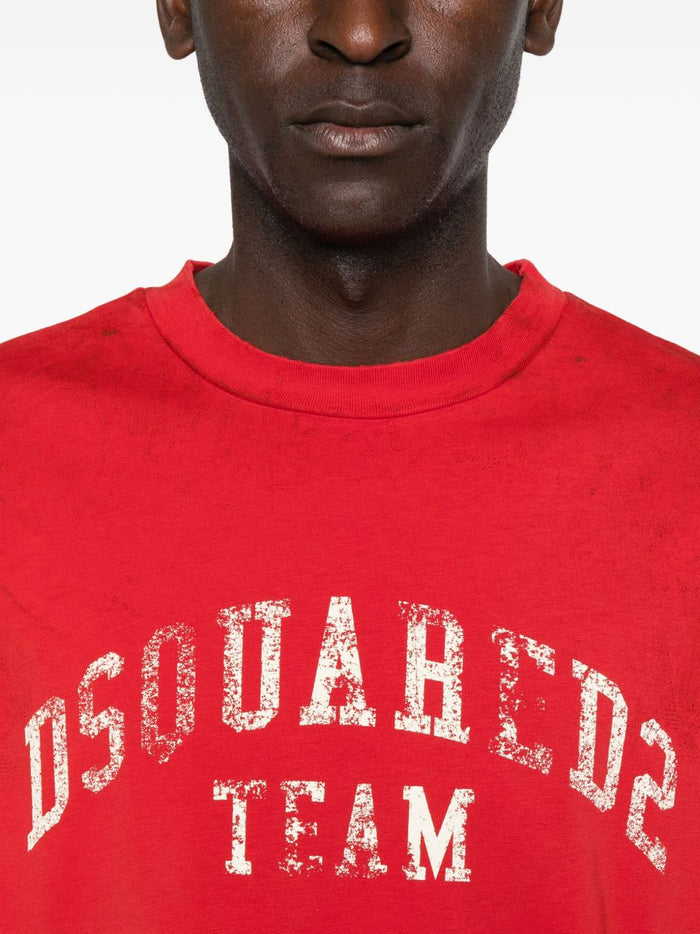 Dsquared2 T-shirt Rosso Uomo Logo Effetto Vissuto 4