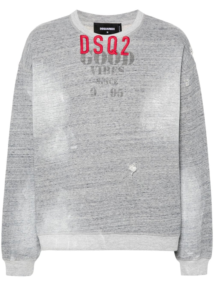 Dsquared2 Felpa Grigio Uomo Ricamo Dsq2 5