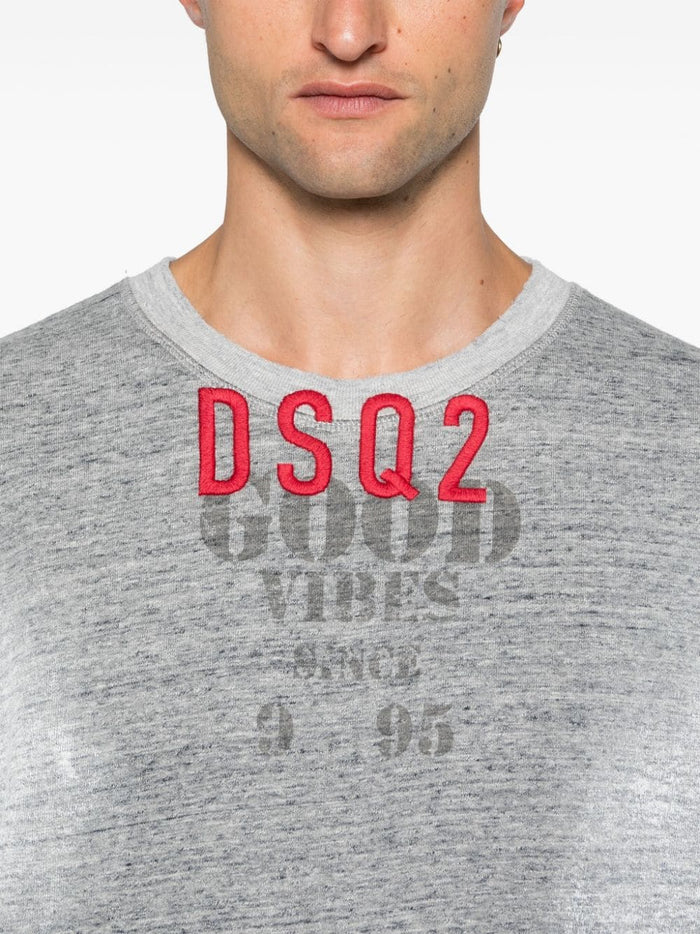 Dsquared2 Felpa Grigio Uomo Ricamo Dsq2 4