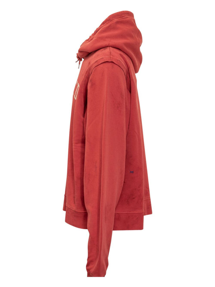 Dsquared2 Felpa Rosso Uomo Cappuccio Logo Vissuto 2