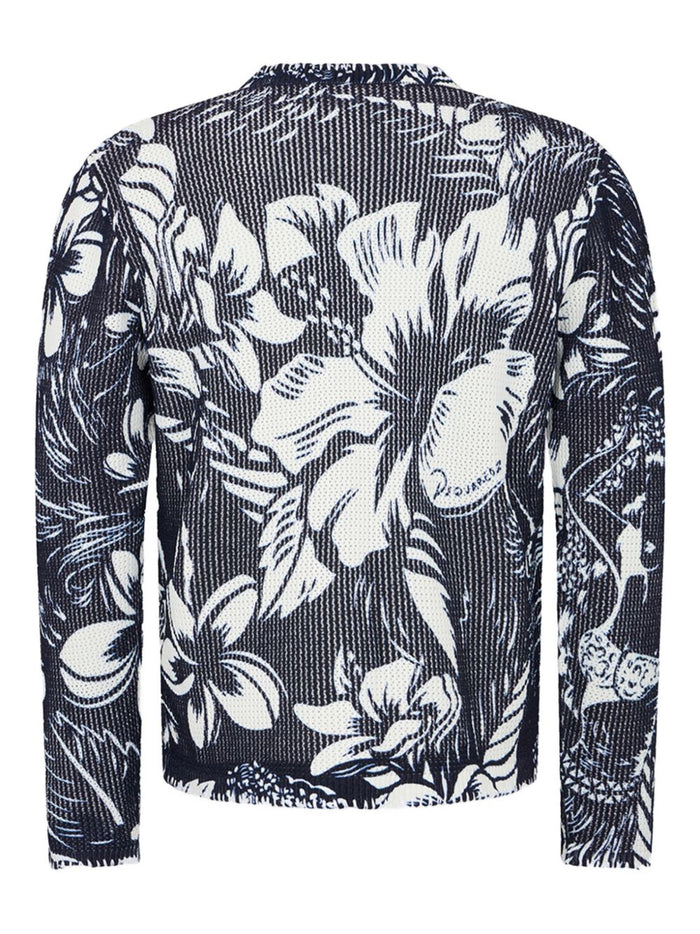 Dsquared2 Maglia Blu-Bianco Uomo Floreale 2