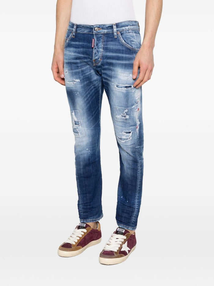 Dsquared2 Jeans Blu Uomo Effetto Vissuto 1