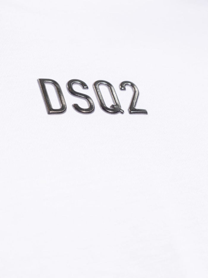 Dsquared2 T-shirt Bianco Uomo Placca Logo 4