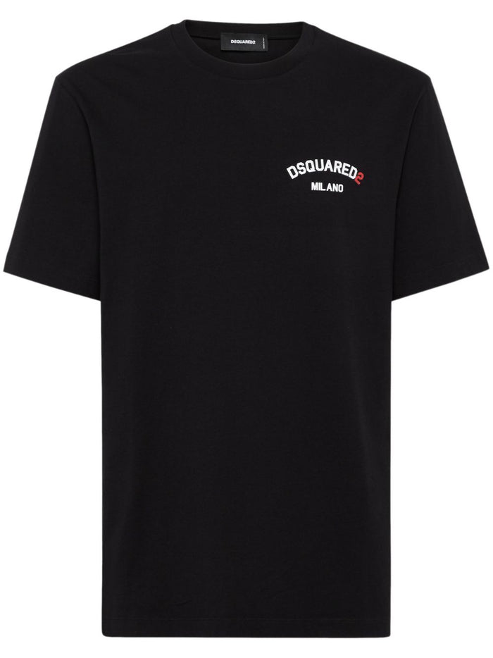 Dsquared2 Uomo T-shirt Nero Stampa Logo Milano 1