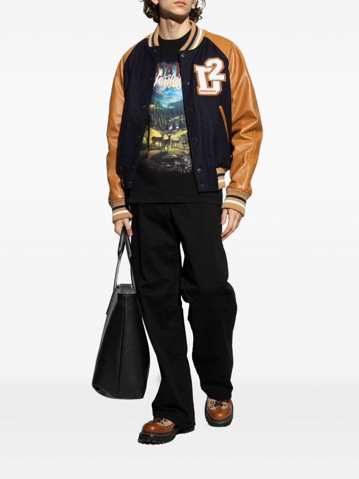 Dsquared2 T-Shirt Nero Uomo Stampa Heritage 2