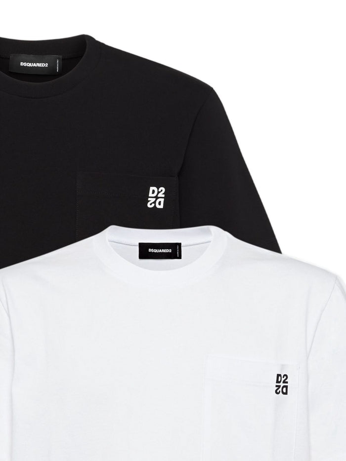 Dsquared2 T-Shirt Bianco-Nero Uomo Set da Due Pezzi 2