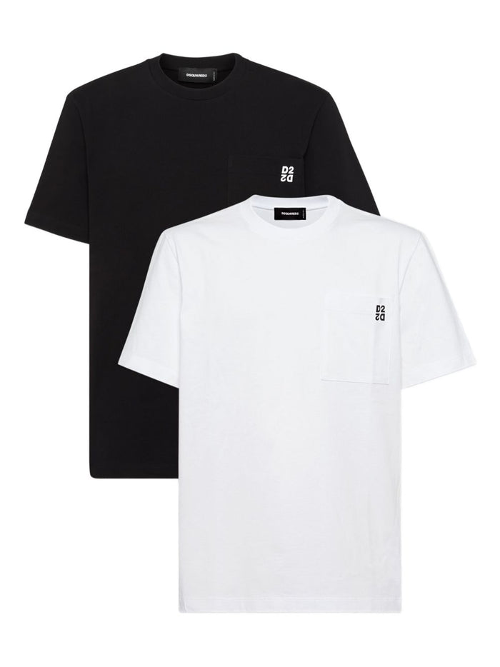 Dsquared2 T-Shirt Bianco-Nero Uomo Set da Due Pezzi 1