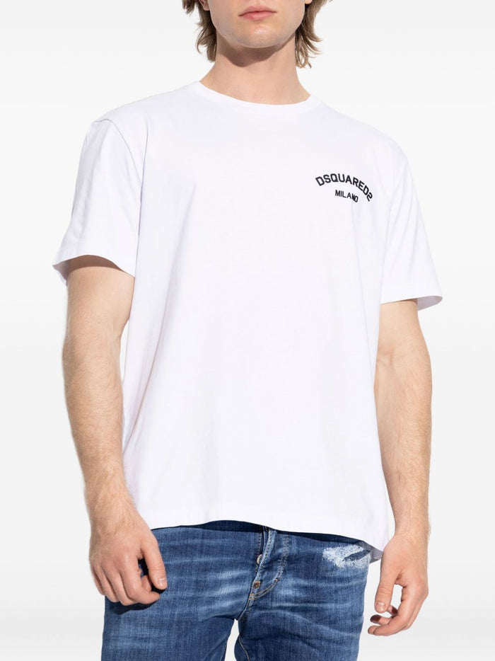 Dsquared2 T-Shirt Bianco Uomo Stampa Logo Milano 2