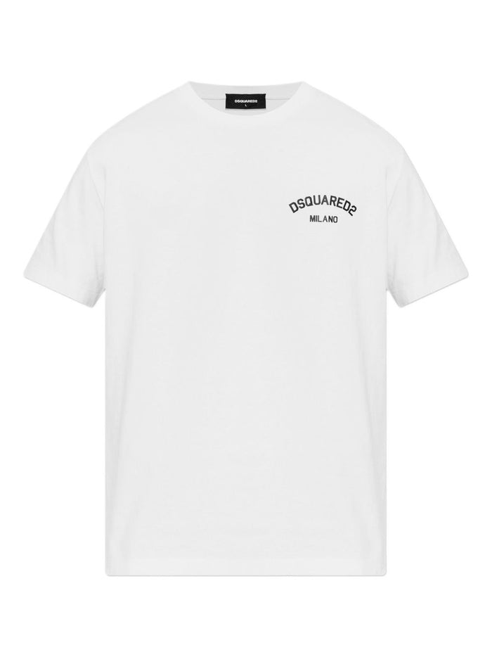 Dsquared2 T-Shirt Bianco Uomo Stampa Logo Milano 1