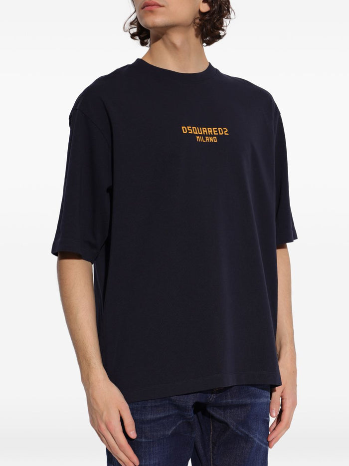 Dsquared2 T-shirt Blu Uomo Logo Milano 1